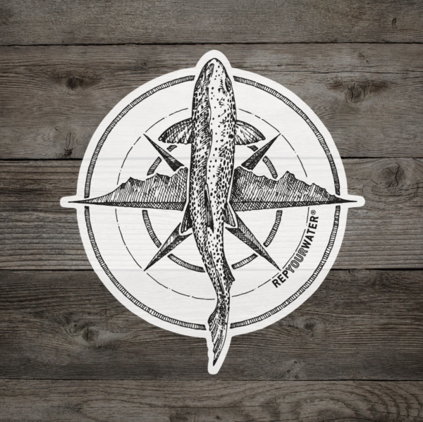 Rep Your Water Brown Trout Compass Sticker BNCP99